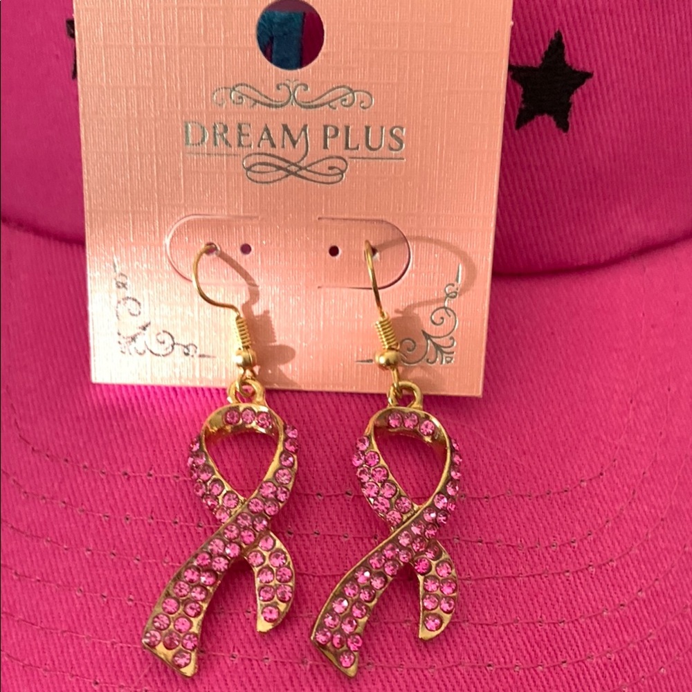 Pink Ribbon Earrings - Picture 1 of 2